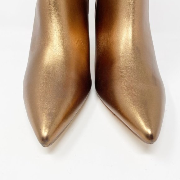 JF J. Ferrar Womens Gold Vegan Leather Slip on Mid Calf Boots Size 10 - Picture 2 of 11